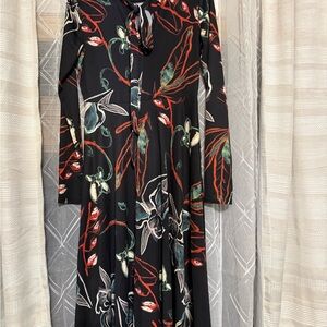 Zara Black Floral Long Sleeve Dress